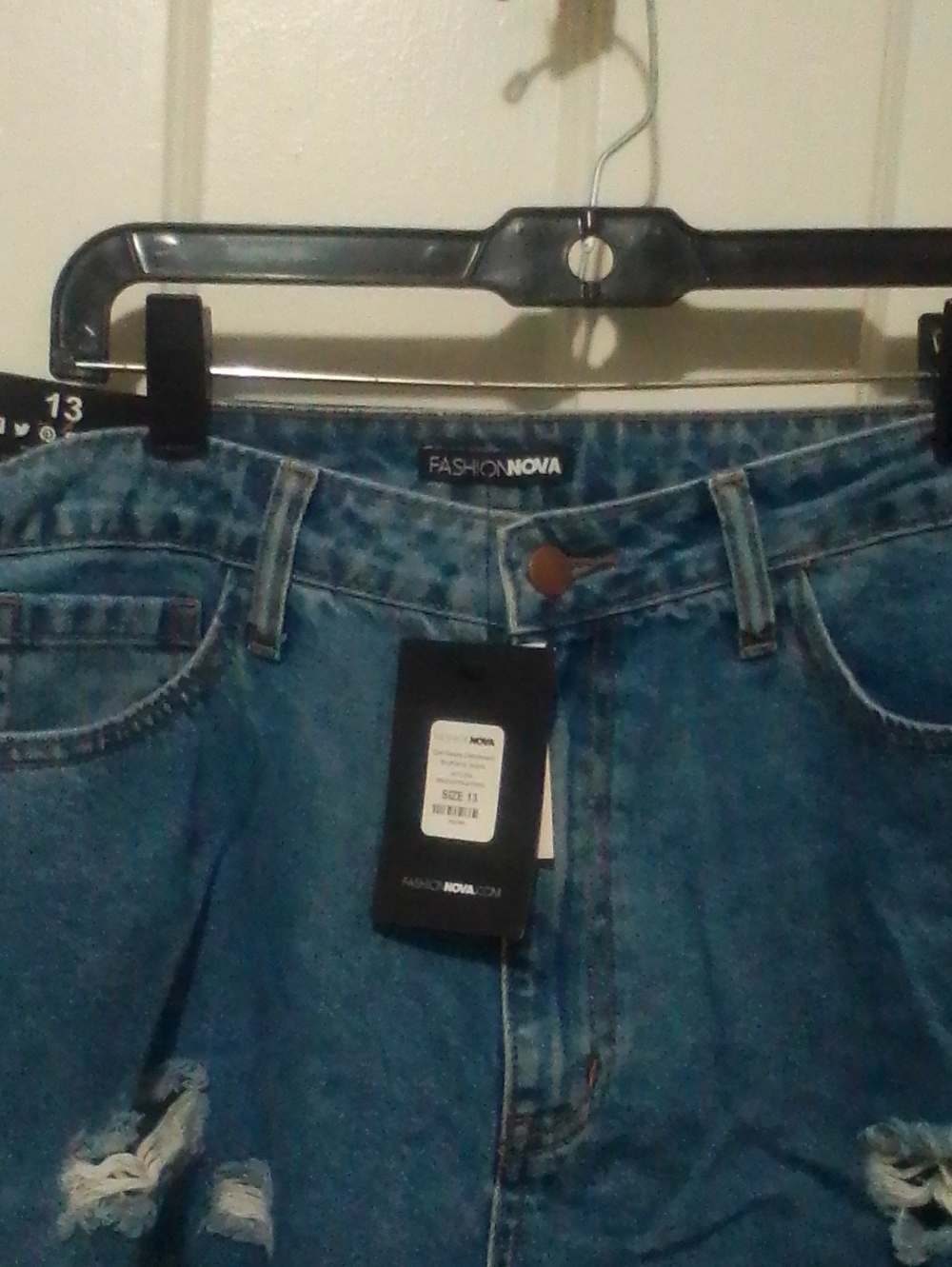Fashion Nova Blue Distressed Women's Relaxed Jeans Sz 13